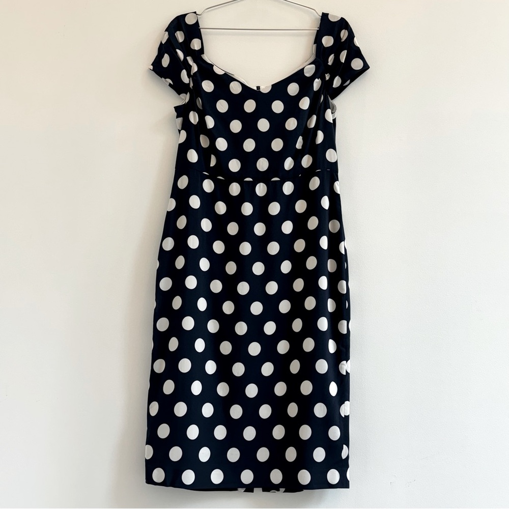 Chic Navy Polka Dot Midi Dress
